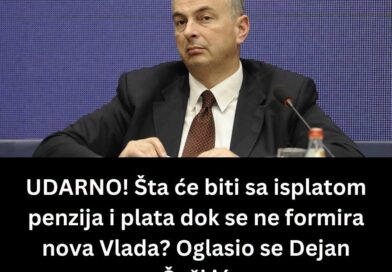 Šoškić: Plate i penzije biće redovno isplaćivane i tokom formiranja nove vlade