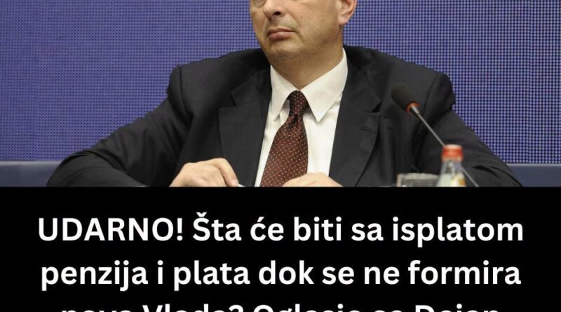 Šoškić: Plate i penzije biće redovno isplaćivane i tokom formiranja nove vlade