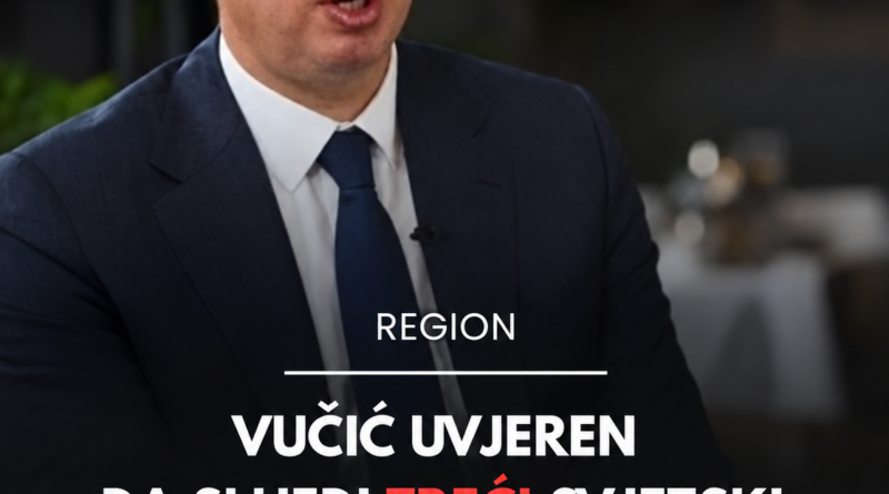 Vučić o naoružavanju Evrope: „Bio bih najsrećniji da grešim“ u proceni opasnosti od velikog rata Vučić o naoružavanju Evrope: „Bio bih najsrećniji da grešim“ u proceni opasnosti od velikog rata